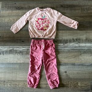Apple Sweat Suit EUC Toddler Size 4t